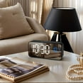 thumbnail image 2 of REGALWOVEN Alarm Clock with Music, Adjustable Volume, Three Alarms, USB Charging Ports for Bedroom/Dorm Black 5.5"L x 1.3"W x 2.7"H, 2 of 6