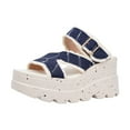 thumbnail image 6 of Mepaouo Women's Wedge Sandals Platform Chunky Wedge Slides Denim Open Toe Slip on Casual Summer Shoes, 6 of 7