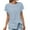 Blue, variant on OSOLU Women Casual Loose Solid Color Crew Neck Mesh Knitted Jacquard Bat T-Shirt Short Sleeve Tee Tops Boho Dailywear