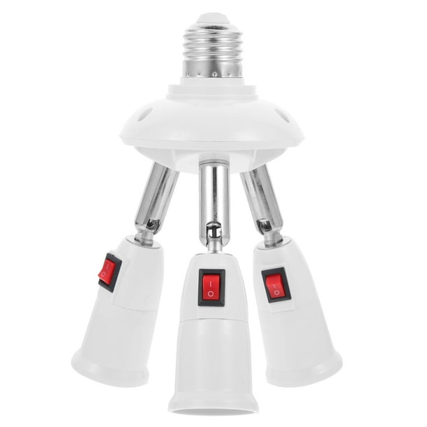 Adaptador divisor E27 de 3 cabezales para bombillas con base E27, convertidor de casquillo para lámpara E27
