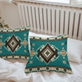 thumbnail image 5 of Ethnic Style Pattern Outdoor Pillow Covers Pack of 2 Retro Green Abstract Weaving Art Waterproof Throw Pillow Covers Decorative Cushion Cases for Patio Garden Tent Balcony Couch 18x18 inch, 5 of 8