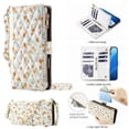 thumbnail image 6 of Wallet Case For iPhone 16 Pro Max 6.9-inch, Flower Pattern Flip Zipper Purse Leather Cover With Card Holder, Detachable Wristlet & Shoulder Strap, Shockproof ,Kickstand Phone Case For Women,Orange, 6 of 9