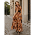 thumbnail image 2 of Tbfashion Plus Size Women V Neck Maxi Dress Short Sleeve Flowy Hem Dresses L-5XL, 2 of 3