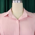 thumbnail image 6 of AURA Women’s Shirt Dress Turn Down Collar Puff Sleeve Long Sleeve Solid Color S XXXL, 6 of 7