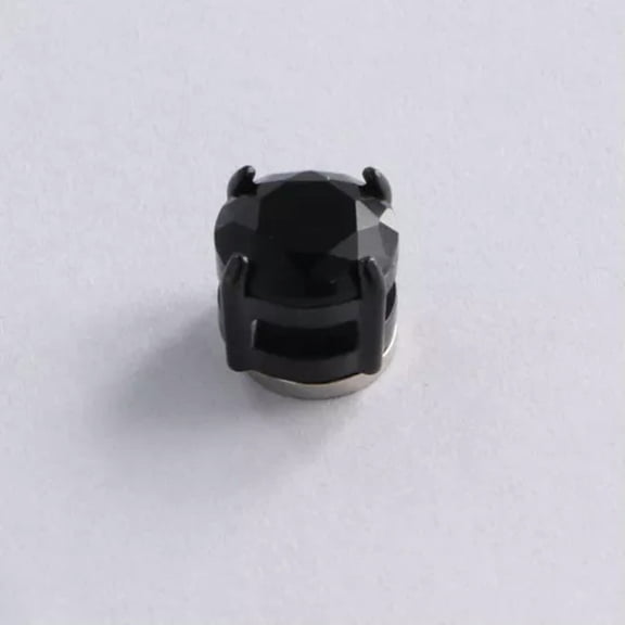 HOOUN 1pc 6/8mm Men Womens Magnetic Non Piercing CZ Stud Clip On Cheater Fake Earrings-Black-6mm