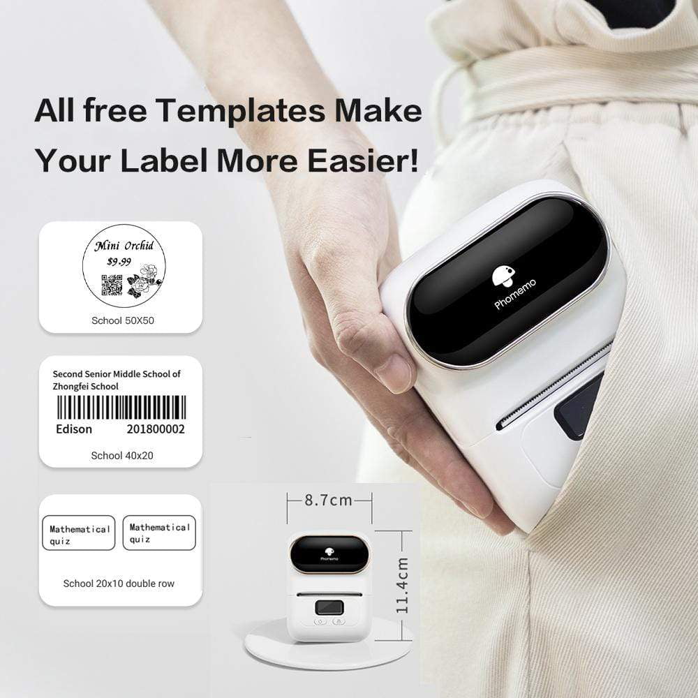 Phomemo M110 Label Maker Portable Bluetooth Thermal Mini Printer Apply to  Labeling, Office, Cable, Retail, Barcode, Compatible with Android & iOS