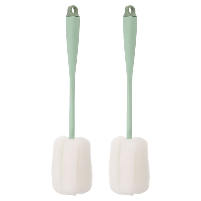 Cepillo suave para botellas Uxcell, 2 piezas - cepillo limpiador de 10'' con esponja suave, cepillo limpiador de tazas (verde)