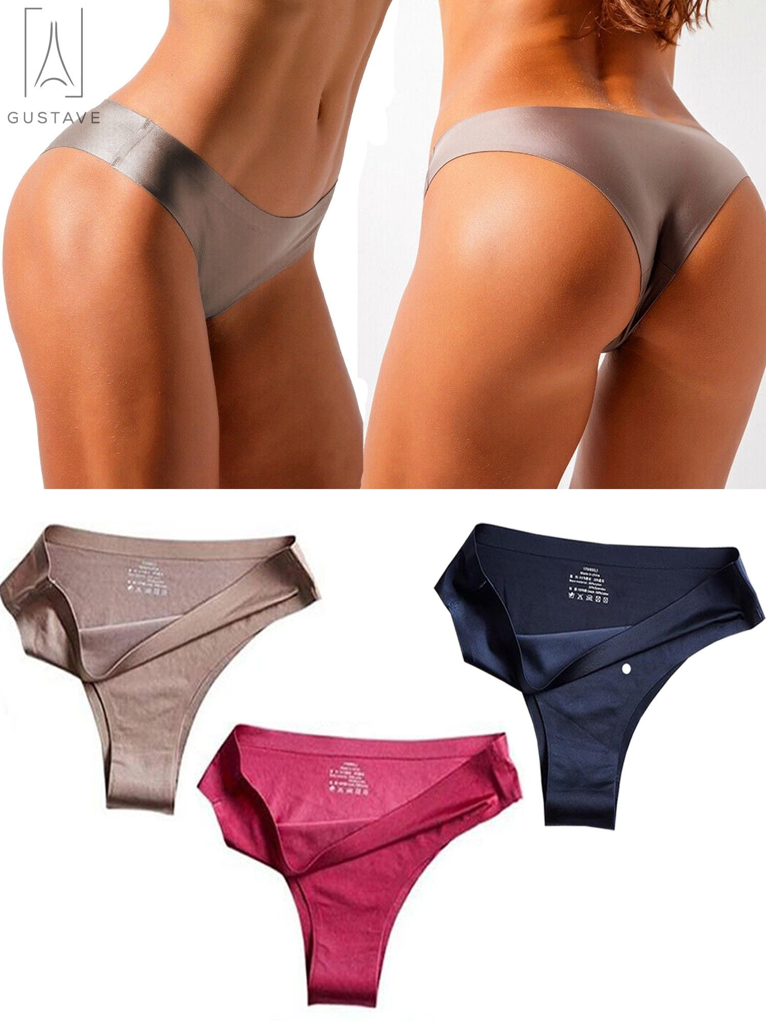 1PC Womens Ladies Panties Lingerie 100% Silk Satin Underwear Bikinis Sizes L-2XL