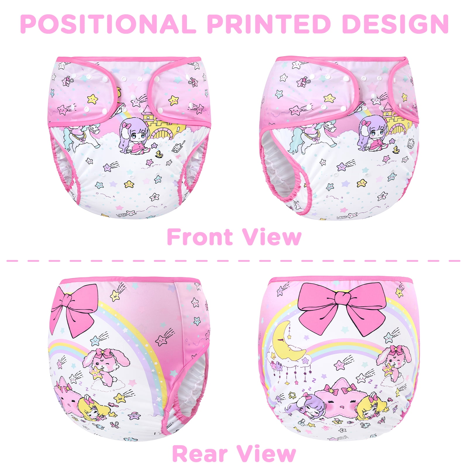 LittleForBig Washable Adjustable Reusable Waterproof Cloth Adult Diaper Wrap Cover - Fairy Littles in Dreamland M