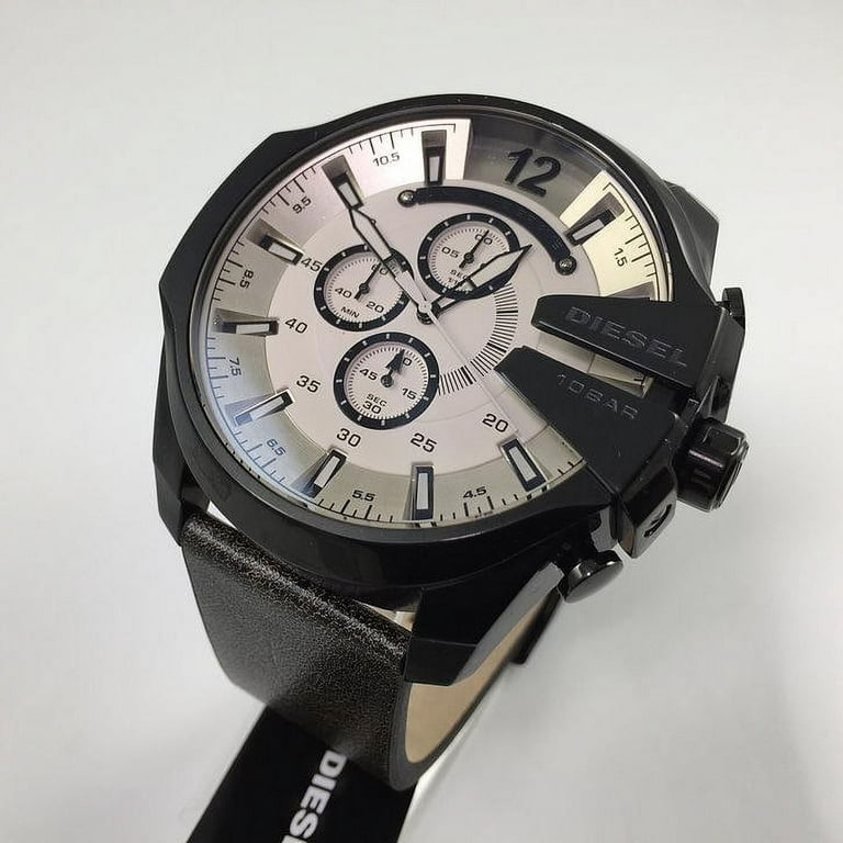 Diesel Men\'s Leather Chief Fashion Black Quartz DZ4422 Mega Watch
