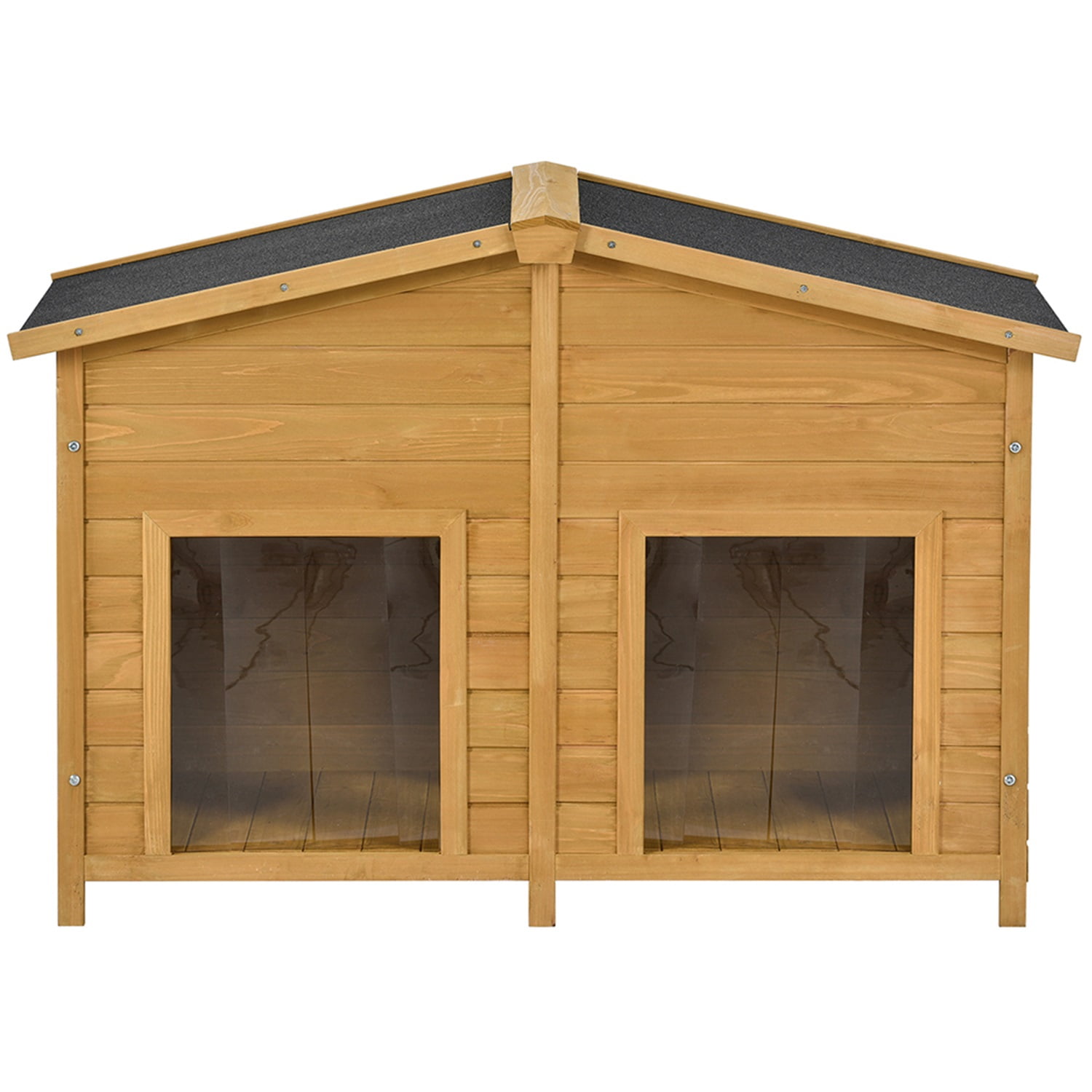 Pefilos 47.2" Large Wooden Dog House for Outdoor & Indoor Dog Crate, Rabbit Hutch Cabin Style, With Porch Pet Cages for Cats Guinea Pig Hutch, 2 Doors Pefilos 47.2" Large Wooden Dog House for Outdoor & Indoor Dog Crate, Rabbit Hutch Cabin Style, With Porch Pet Cages for Cats Guinea Pig Hutch, 2 Doors