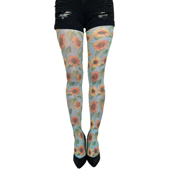 Sun Flower Printed Tights for Women