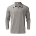 thumbnail image 4 of JTieacloth Button Casual Tee Collared Men New Striped Zipper Shirt Lapel Shirt Long Sleeved T Shirt Autumn And Winter Business Casual Jacket Gray XL, 4 of 5
