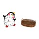 thumbnail image 5 of Precioso reloj de pared de madera con forma de pingüino de dibujos animados y cesta de mimbre tejida, frutero ovalado, organizador decorativo multifun, 5 of 8