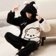 thumbnail image 3 of Conjunto de pijama de franela gruesa para mujer, ropa de dormir cálida para el hogar, Tops y pantalones para parejas, Unisex, Invierno, 3 of 5