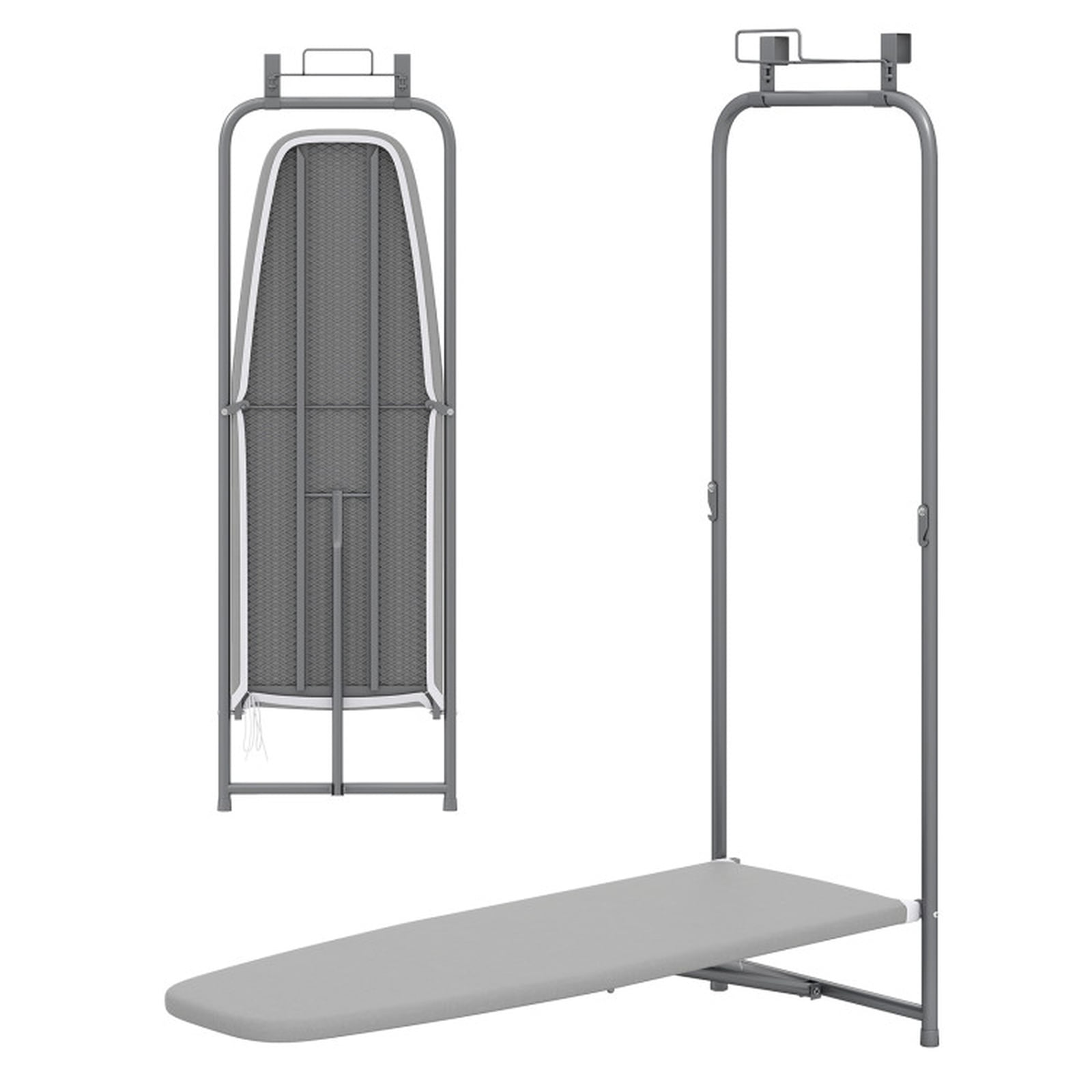 RUIE Over the Door Ironing Board, Space-Saving Foldable Hanging Metal Ironing Board for Small Apartment Dorm Laundry, Gray