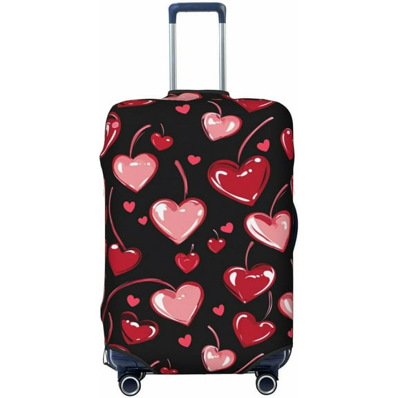 Romantic Red and Pink Love Heart Travel Luggage Suitcase COVER, Washable Suitcase COVERS Elastic, M - Fits 22-24 inch (No Suitcase)