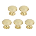 thumbnail image 2 of Unique Bargains Metal Round Door Pull Knob Gold Tone- 0.12' Hole Diameter-5 Pack, 2 of 4