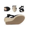 thumbnail image 2 of BLISSFUL STEP Sandales Compensées Espadrilles à Lacets pour Femmes Noir 10, 2 of 7
