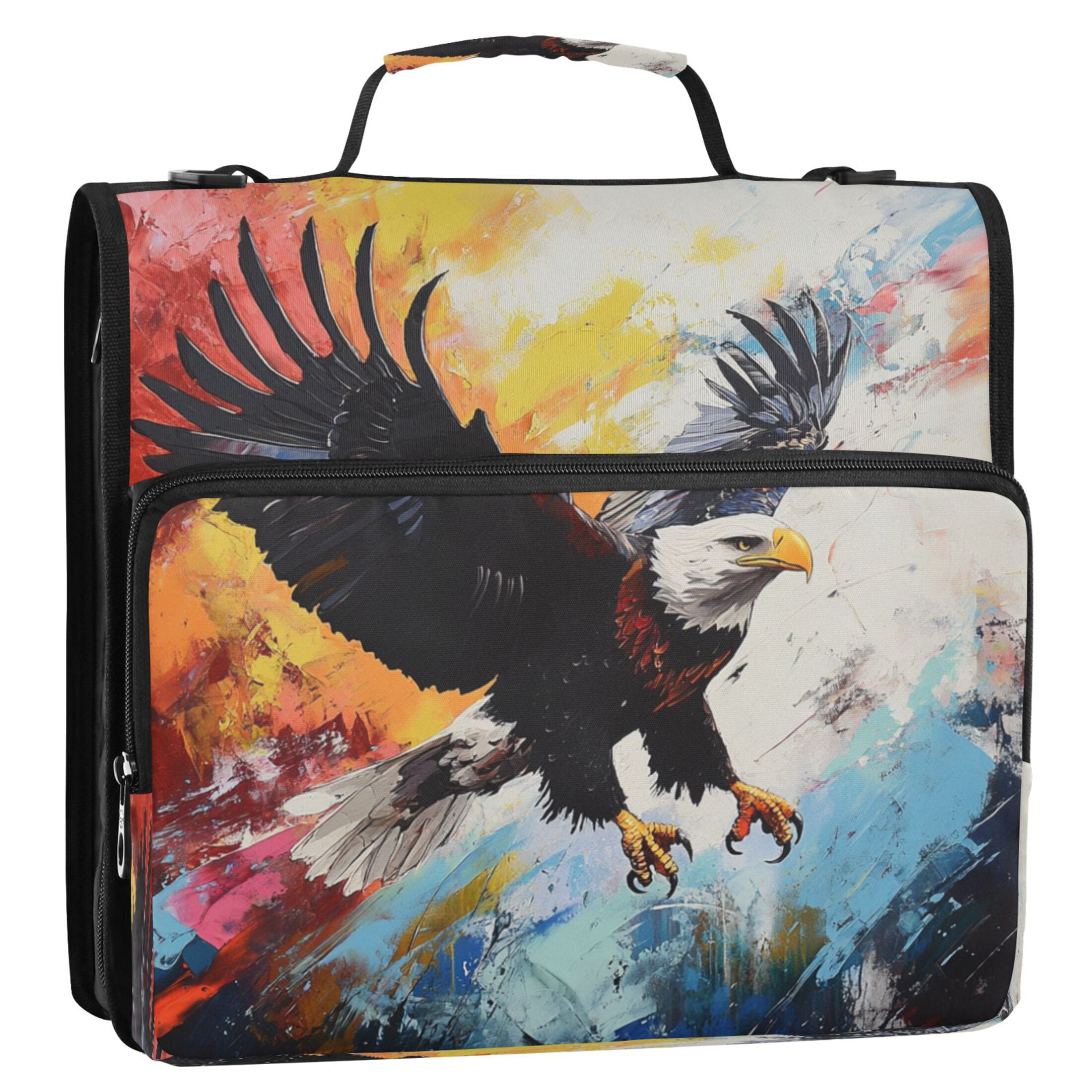 YAZAOO Zipper Binder trapper keeper Documents Organized Design Eagles in Flight Printed