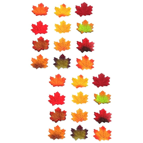 200 Pcs Artificial Cloth Maple Leaves Multicolor Autumn Fall Leaf for Art Scrapbooking Wedding Bedroom Wall Craft