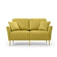 thumbnail image 3 of Modern Loveseat Sofa, Upholstered Velvet Sofa Couch with Metal Legs, 2-Seater Sofa Furniture for Small Spaces, Living Room, Bedroom, Office，Ginger, 3 of 7