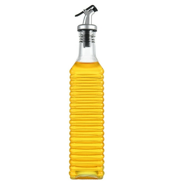 Botella dispensadora de aceite de oliva para cocina, juego de dispensador de aceite y vinagre de vidrio transparente de 17 oz, dispensador de jarabe de café