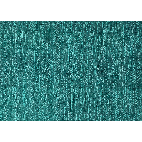 Ahgly Company Indoor Rectangle Solid Turquoise Blue Modern Area Rugs, 2' x 5'