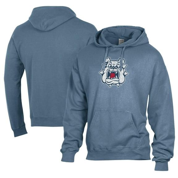 Men's Comfort Wash  Blue Fresno State Bulldogs Lightweight Fleece Pullover Hoodie
