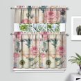 thumbnail image 2 of Pioneer Kitchen Curtains and Valance Set 36 Inch Tier Pink Wild Fresh Peony Flowers 3 Pieces Set Dining Room Small Curtain Drapes Cafe Curtains Valance for Home Decor Rod Pocket, 2 of 6