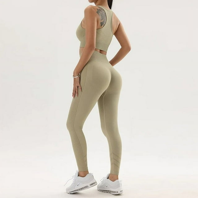 Traje de yoga para mujer, nuevos pantalones ajustados de cintura alta con caderas ajustadas y sujetador transpirable de secado rápido a prueba de golpes