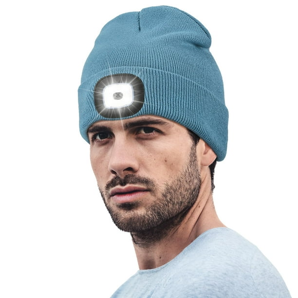 Linterna, gorro LED, recargable por USB, azul