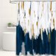 thumbnail image 5 of Dznils Cortina de Ducha Sombreada Azul y Blanca con Ganchos, Cortina de Baño de Tela Moderna Abstracta, 72" x 72", 5 of 11
