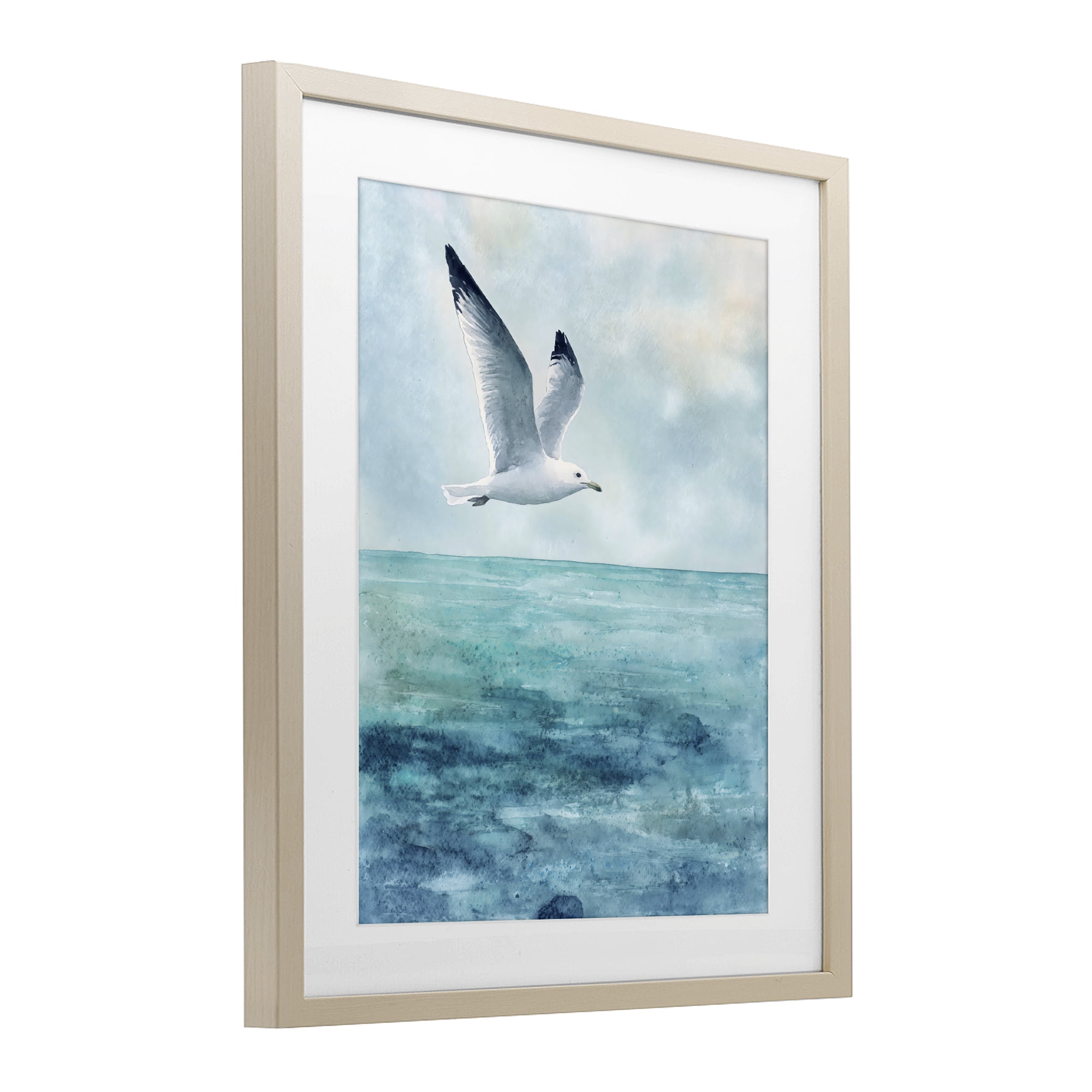Stupell Industries Seagull With Black Tips Birch Framed Print Under Glass, design by Franklyn Gregory