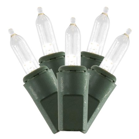 Italian Christmas Lights Vickerman 367582 - 50 Light Green Wire Warm White Italian LED Miniature Christmas Light String Set with 8