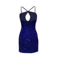 thumbnail image 5 of Gibobby Vestidos de fiesta elegantes Elegante vestido de noche con escote en V profundo y color con lentejuelas, perfecto para hospedaje y banquetes(Azul,G), 5 of 5
