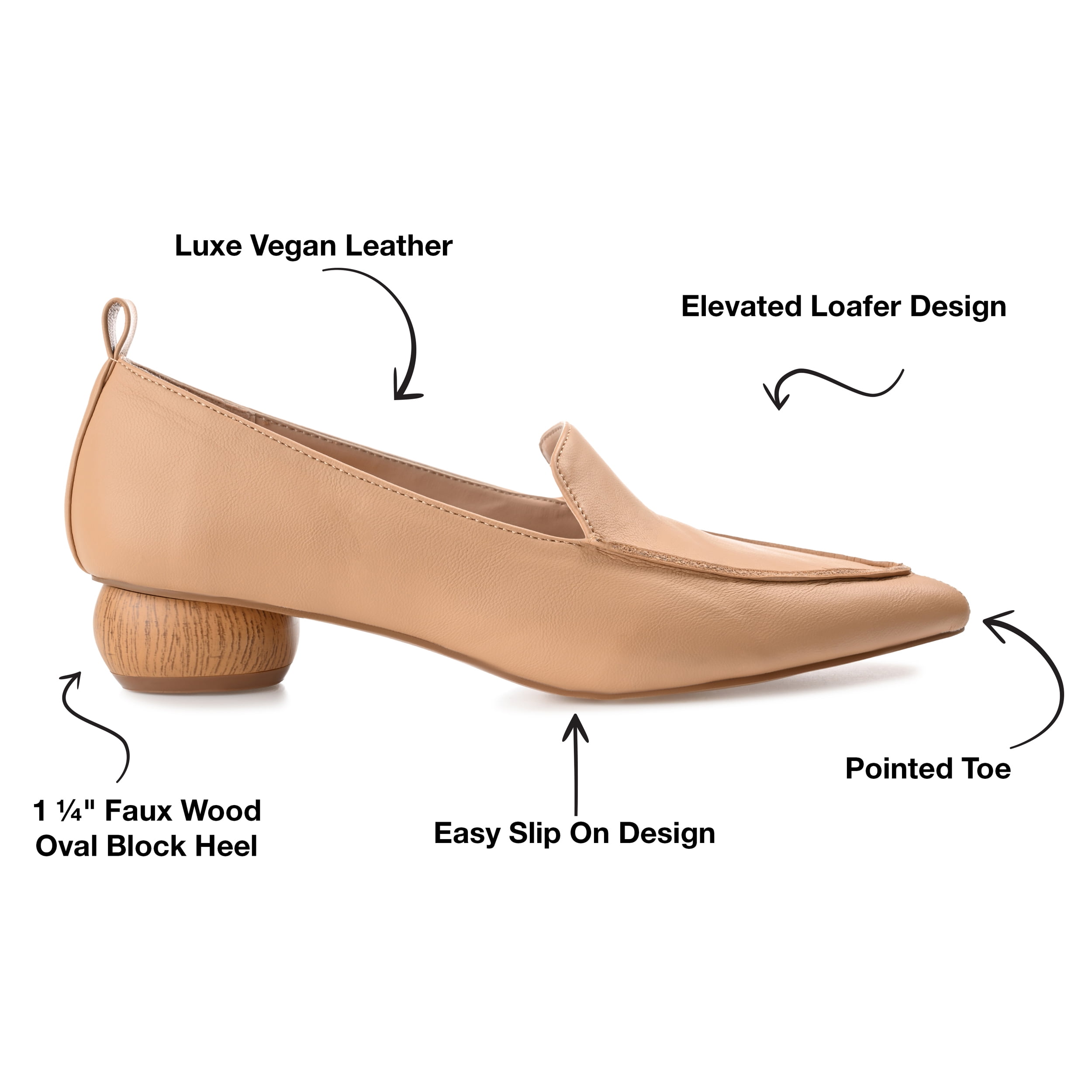 Journee Womens Maggs Loafer Pointed Toe Slip On Flats, Widths Available