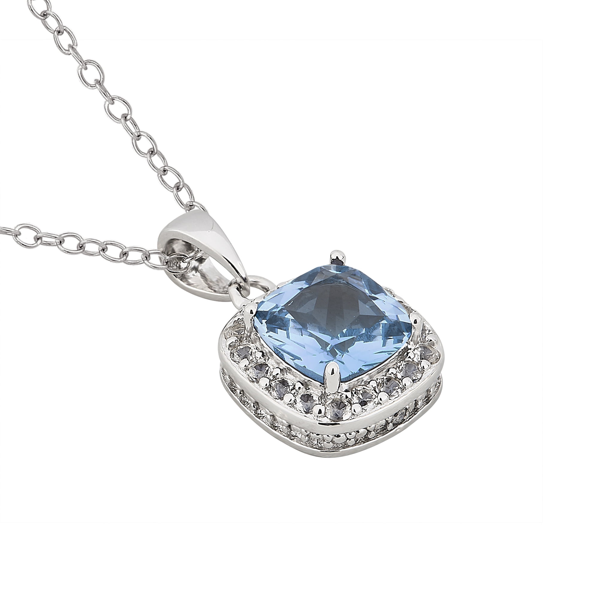 Diamond Accent, Created Blue Topaz & White Sapphire Sterling Silver 3 Piece Jewelry Set