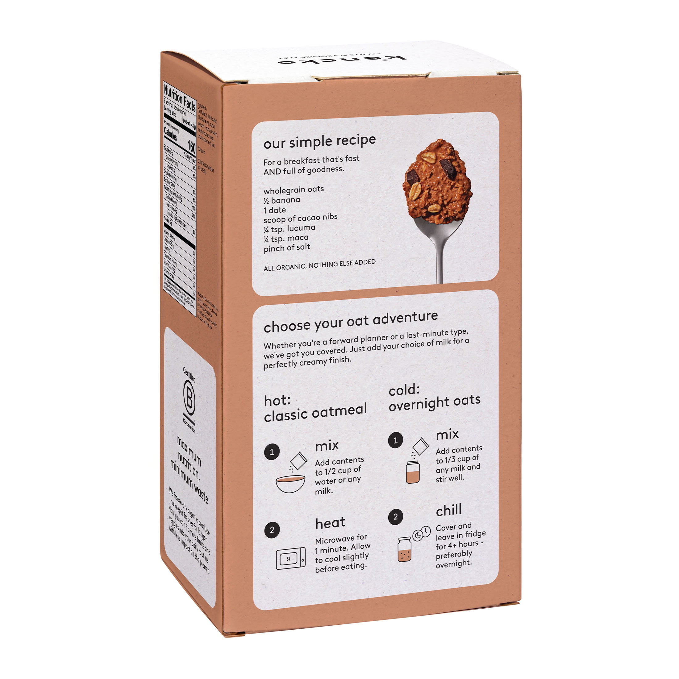 Kencko Choco Banana Organic Easy Instant Oatmeal, 1.52 oz, 6 Pack