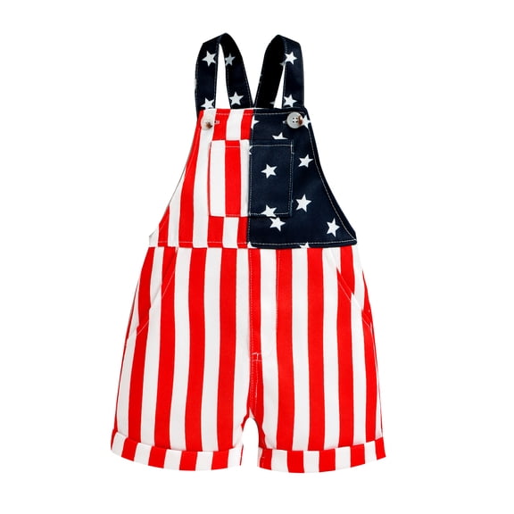 BemeyourBBs Newborn Baby Boy Girl 4th of July Outfit Patriot Independence Day Rompor Overalls American Flag Jumpsuit Star Stripe Suspender Pants Bib Overall Toddler Summer Fourth of July Clothes