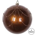 thumbnail image 2 of Vickerman 4" Mocha Candy Finish Curtain Ornament with Glitter Accents, 4 per Bag, 2 of 4