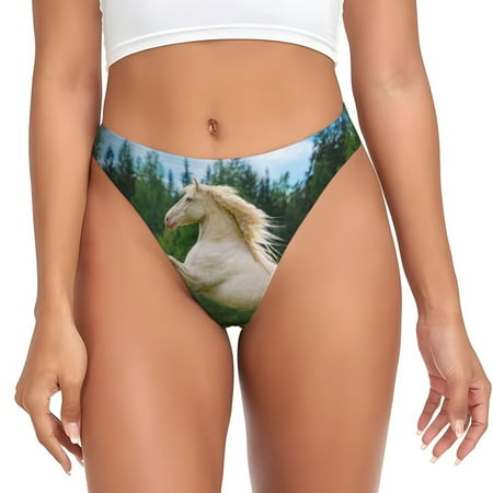 Adobk Horse Rearing Up In The Field Print Seamless Women Underwear Thongs No Show Ladies Thong No Line Breathable Comfortable Panties Undies for Women-Large