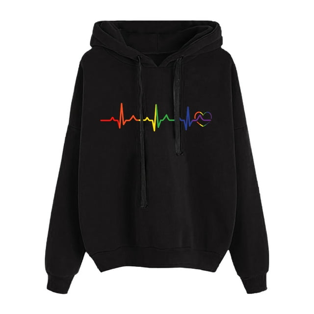 WEAIXIMIUNG Sweatshirts Graphiques pour Femmes Vintage Pull Décontracté Imprimé à Manches Longues avec Capuche