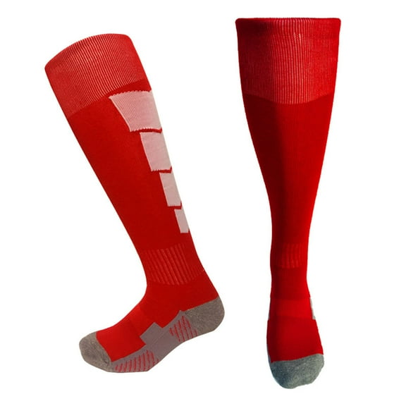 Ruffle Ankle Socks Kids Athletic Soccer Socks, Knee High Socks for Youth Boys Girls Thick Bottom Cushioned Sports Tube Socks Cotton Socks for Boy Red 6-13Y