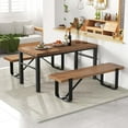 thumbnail image 2 of Costway 60" Long Hallway Bench Entryway Bench with Metal Frame Farmhouse Wooden Shoe Rack, 2 of 10