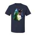 thumbnail image 2 of Earth Wolf Trees Mountains Nature Animal Lover Men's Graphic T-Shirt, Navy, Medium, 2 of 3