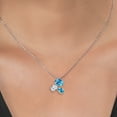 thumbnail image 3 of 925 Silver and 10K Yellow Gold Swiss Blue Topaz and White Topaz Pendant Necklace for Women (2.85 Cttw, Oval Checkerboard 8X6MM, 7X5MM and 6X4MM, Gemstone November Birthstone, with 18 inch Chain), 3 of 4