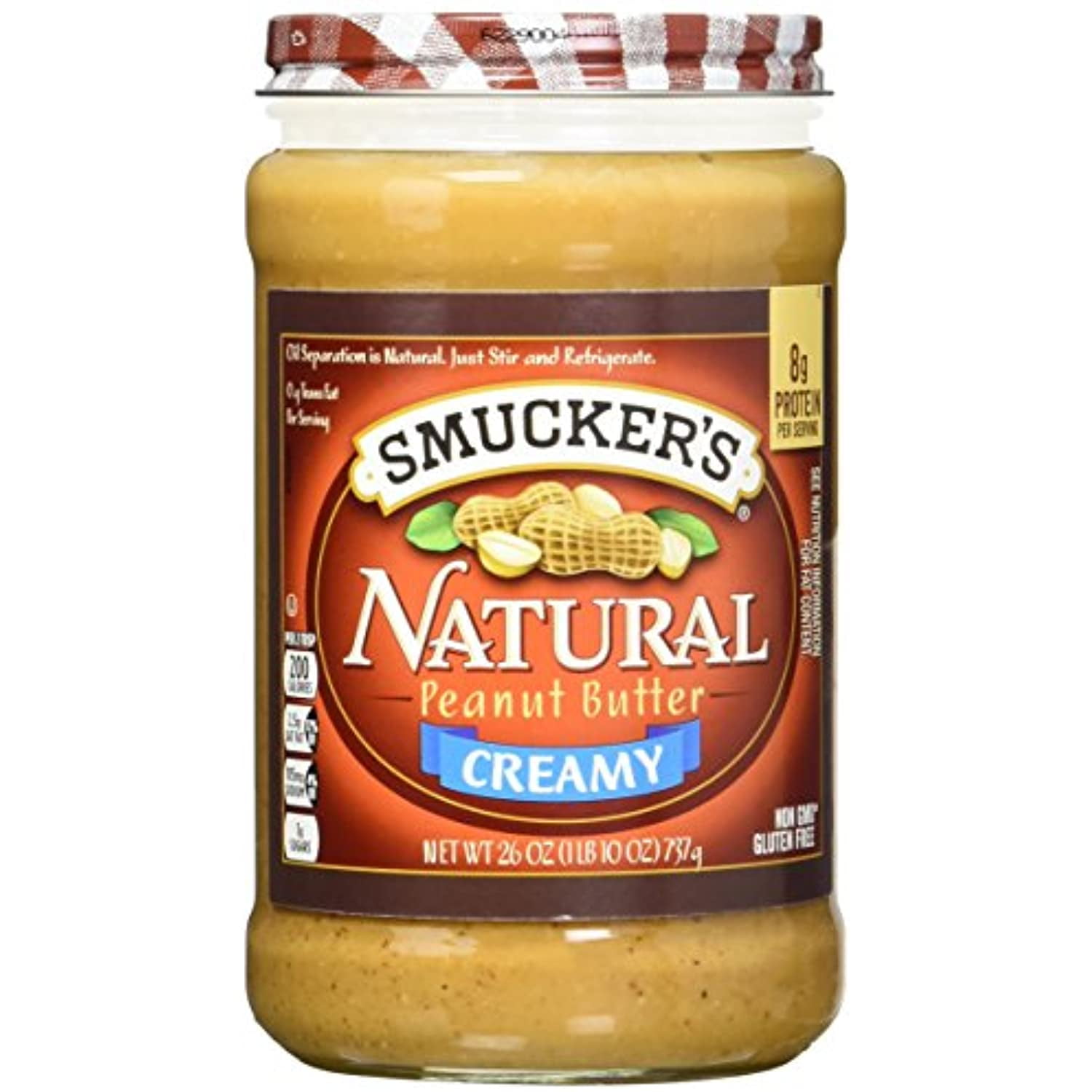 Smuckers Natural Creamy Peanut Butter, 26Ounce Glass Jars (Pack Of 3
