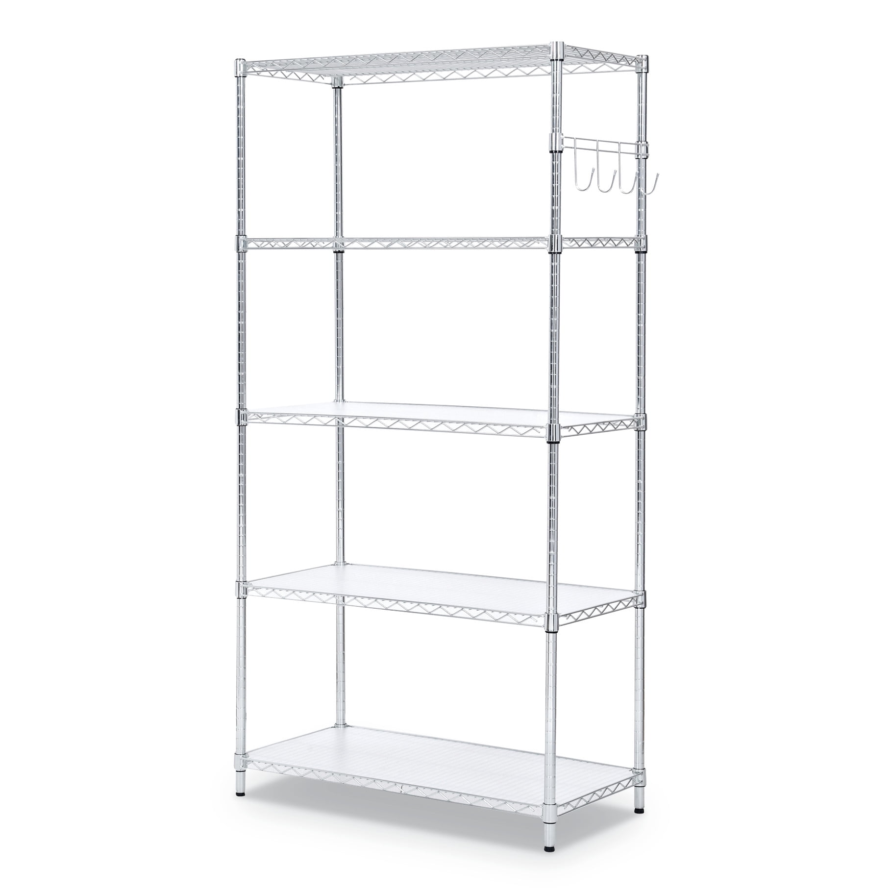 Alera 5-Shelf Wire Shelving Kit with Casters and Shelf Liners, 36w x 18d x 72h, Silver
