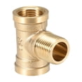 thumbnail image 3 of Uxcell Brass Tee Pipe Fitting,G1/2 Female x G1/2 Male  x G1/2 Female,T Shaped Connector Coupler, 3 of 5